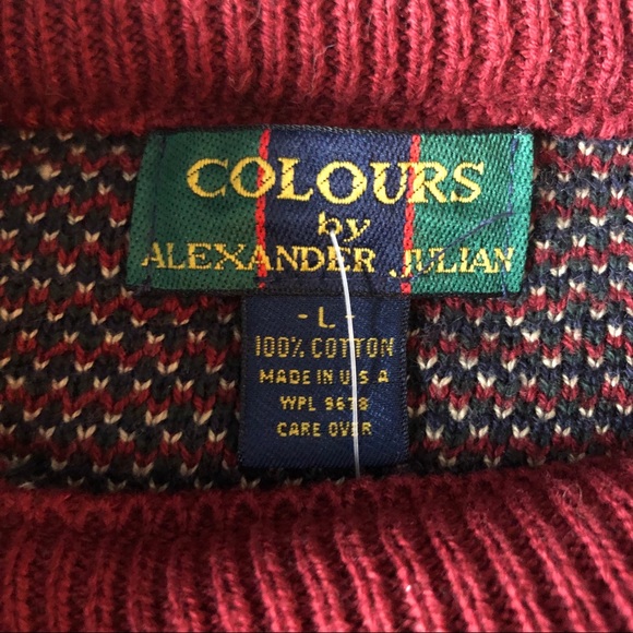 Vintage Men’s Colours By Alexander Julian Paisley Grandpa Sweater NWT Large - Picture 7 of 13